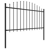 Garden Fence with Spear Top Steel 1426x150 cm Black (8x144943) - Side View