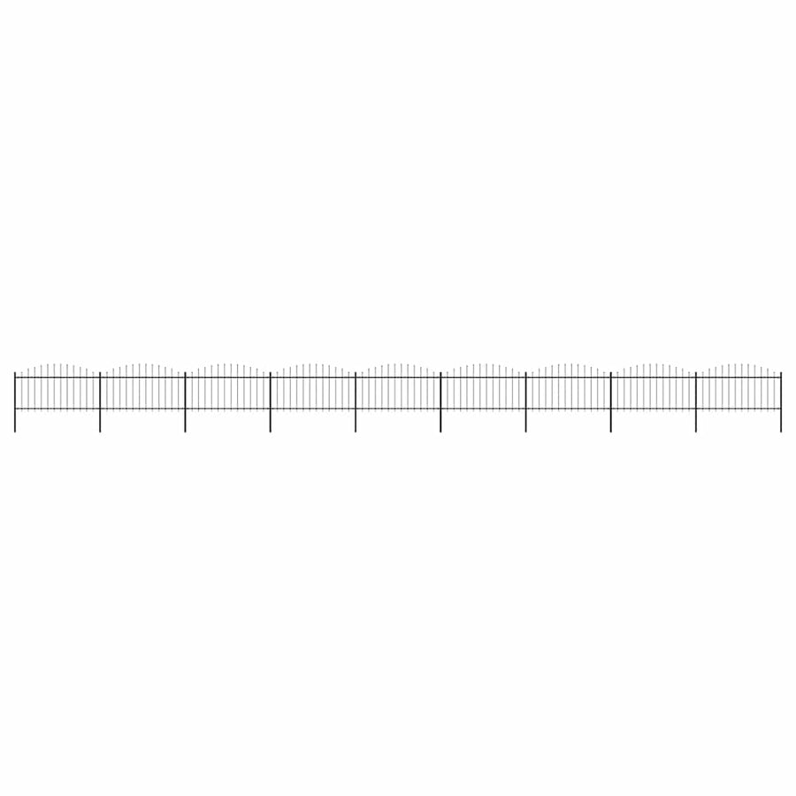 Garden Fence with Spear Top Steel 1506x150 cm Black