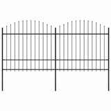 Garden Fence with Spear Top Steel 359x175 cm Black (2x144944)