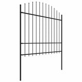 Garden Fence with Spear Top Steel 359x175 cm Black (2x144944) - Side View