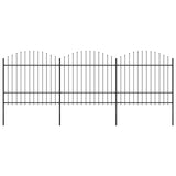 Garden Fence with Spear Top Steel 537x175 cm Black (3x144944)