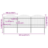 Garden Fence with Spear Top Steel 537x175 cm Black (3x144944)