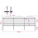 Garden Fence with Spear Top Steel 504x175 cm Black