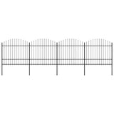Garden Fence with Spear Top Steel 714,5x175 cm Black (4x144944)