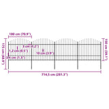 Garden Fence with Spear Top Steel 714,5x175 cm Black (4x144944) - 45-Degree Angle
