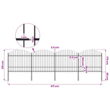 Garden Fence with Spear Top Steel 671x175 cm Black - 45-Degree Angle