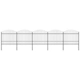 Garden Fence with Spear Top Steel 892,5x175 cm Black (5x144944)