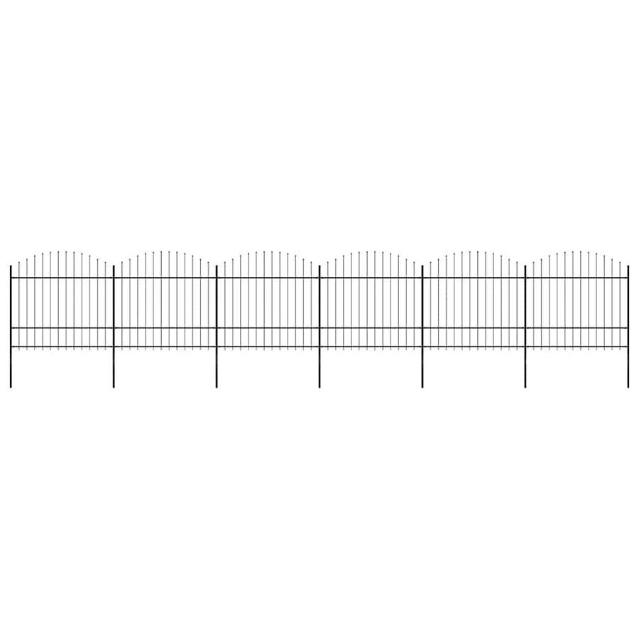 Garden Fence with Spear Top Steel 1005x175 cm Black