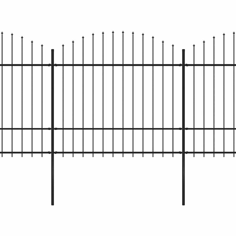 Garden Fence with Spear Top Steel 1005x175 cm Black