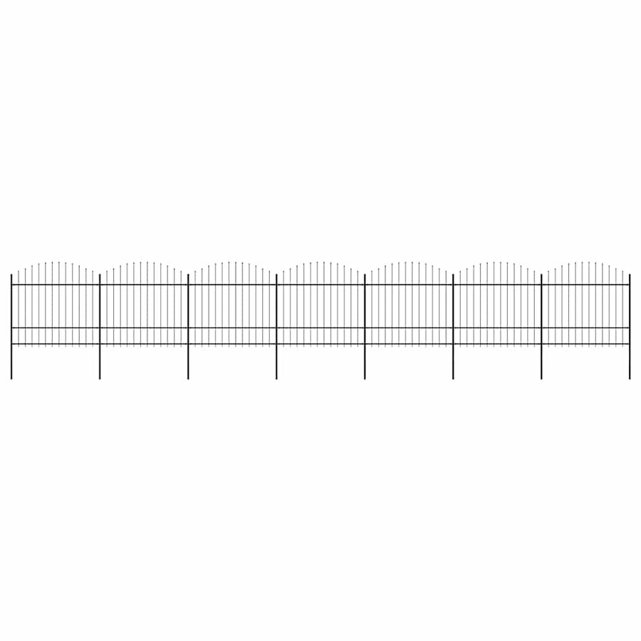 Garden Fence with Spear Top Steel 1172x175 cm Black