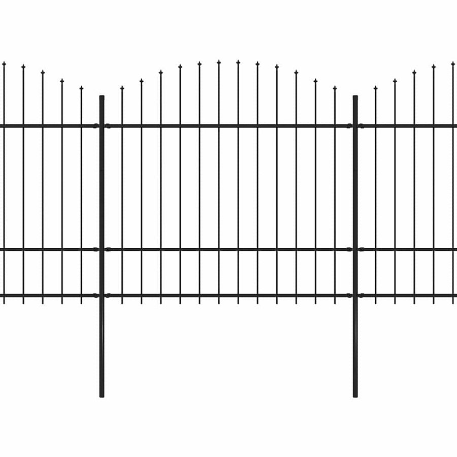 Garden Fence with Spear Top Steel 1172x175 cm Black