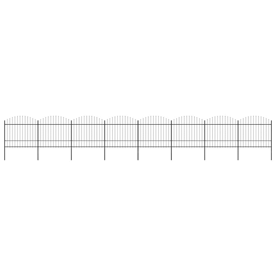 Garden Fence with Spear Top Steel 1339x175 cm Black