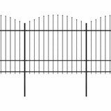 Garden Fence with Spear Top Steel 1426x175 cm Black (8x144944)