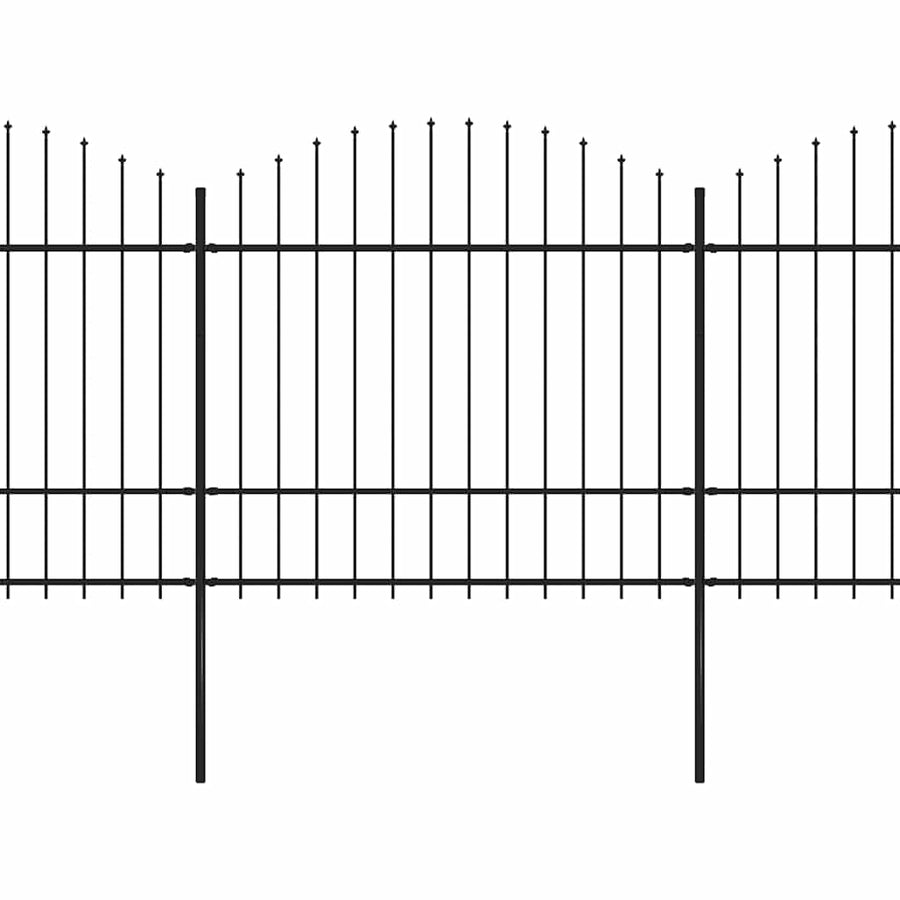Garden Fence with Spear Top Steel 1339x175 cm Black