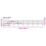 Garden Fence with Spear Top Steel 1426x175 cm Black (8x144944) - 45-Degree Angle