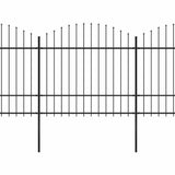 Garden Fence with Spear Top Steel 1781,5x175 cm Black (10x144944) - Front View