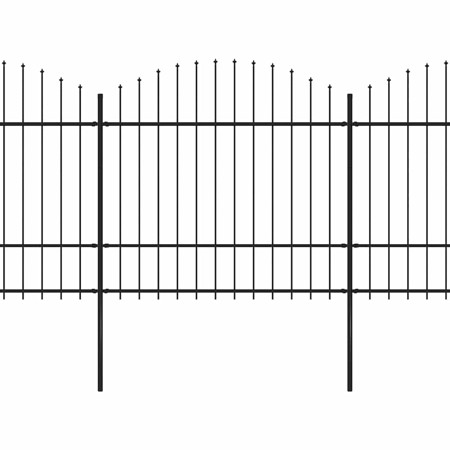 Garden Fence with Spear Top Steel 1673x175 cm Black