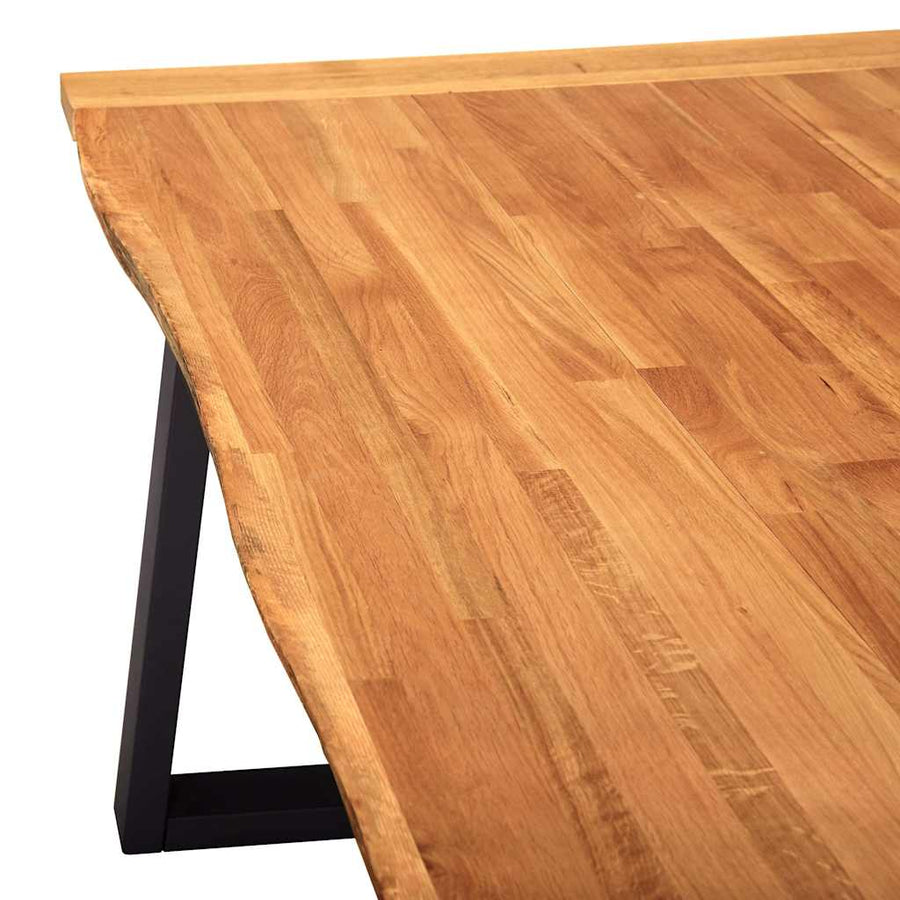 3 Piece Dining Set Solid Oak Wood Natural