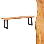 3 Piece Dining Set Solid Oak Wood Natural