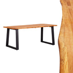 3 Piece Dining Set Solid Oak Wood Natural