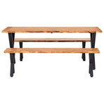 3 Piece Dining Set Solid Oak Wood Natural