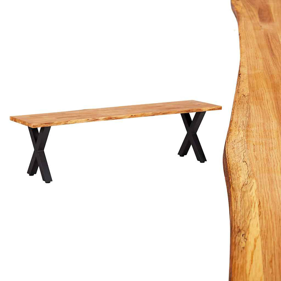3 Piece Dining Set Solid Oak Wood Natural