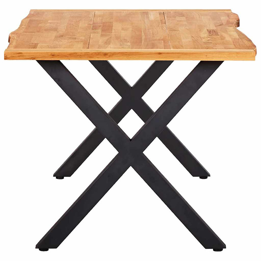 3 Piece Dining Set Solid Oak Wood Natural