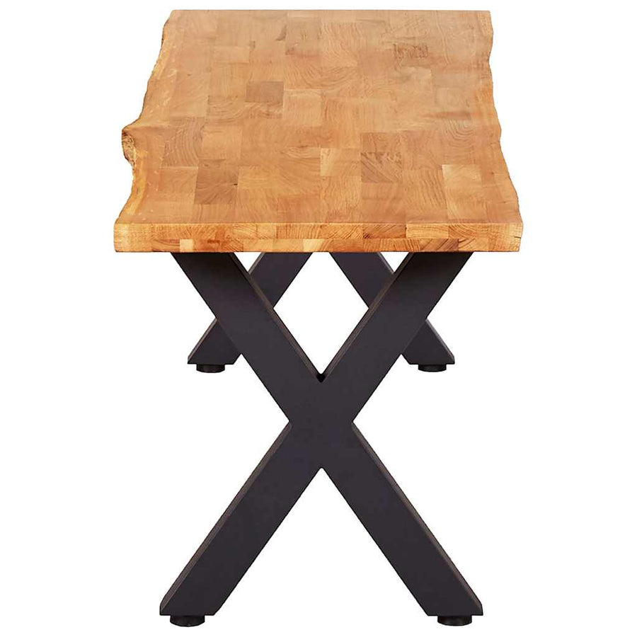 3 Piece Dining Set Solid Oak Wood Natural