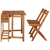 Garden Planter Table with 2 Bistro Chairs Solid Acacia Wood - Side View