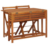 Garden Planter Table with 2 Bistro Chairs Solid Acacia Wood - Top-Down View