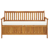Storage Bench with Cushion 148 cm Solid Acacia Wood - Front View
