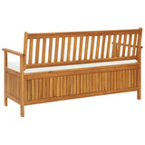 Storage Bench with Cushion 148 cm Solid Acacia Wood - 45-Degree Angle