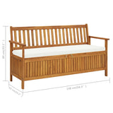 Storage Bench with Cushion 148 cm Solid Acacia Wood - Extra Image