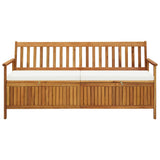 Storage Bench with Cushion 170 cm Solid Acacia Wood - Front View