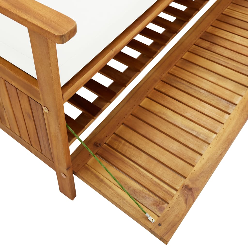 Storage Bench with Cushion 170 cm Solid Acacia Wood