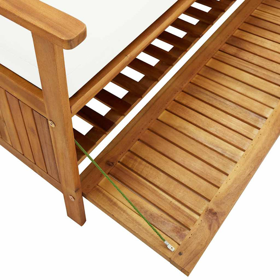 Storage Bench with Cushion 170 cm Solid Acacia Wood