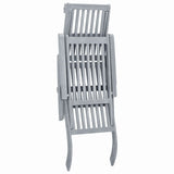 Outdoor Deck Chair with Footrest Grey Wash Solid Acacia Wood - 45-Degree Angle