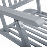 Outdoor Deck Chair with Footrest Grey Wash Solid Acacia Wood - Rear View