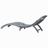 Sun Lounger Grey Wash Solid Acacia Wood - Top-Down View