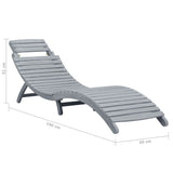 Sun Lounger Grey Wash Solid Acacia Wood - Low Angle