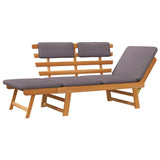 2-in-1 Garden Daybed with Cushion 190 cm Solid Acacia Wood - 45-Degree Angle