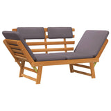 2-in-1 Garden Daybed with Cushion 190 cm Solid Acacia Wood - Rear View