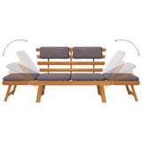2-in-1 Garden Daybed with Cushion 190 cm Solid Acacia Wood - Close-Up Angle