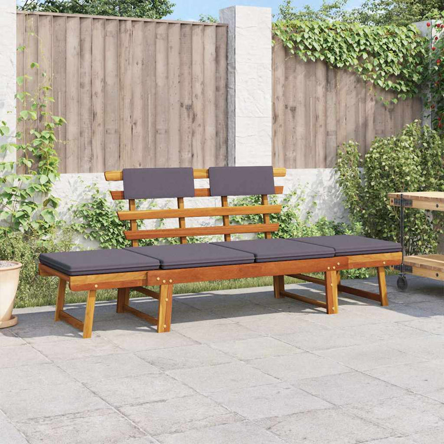 2-in-1 Garden Daybed with Cushion 190 cm Solid Acacia Wood