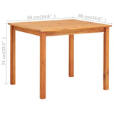 Garden Table 88x88x74 cm Solid Acacia Wood - Top-Down View