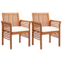 Garden Dining Chairs with Cushions 2 pcs Solid Acacia Wood