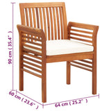 Garden Dining Chairs with Cushions 2 pcs Solid Acacia Wood - Low Angle