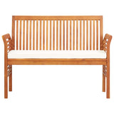 2-Seater Garden Bench with Cushion 120 cm Solid Acacia Wood - Front View