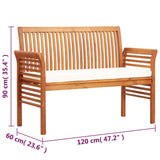 2-Seater Garden Bench with Cushion 120 cm Solid Acacia Wood - Close-Up Angle