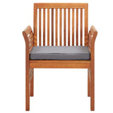 Garden Dining Chair with Cushion Solid Acacia Wood - Front View